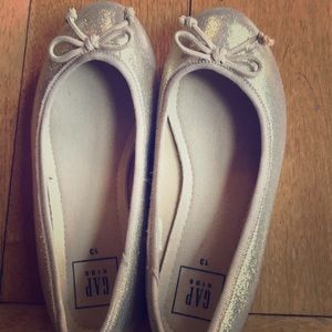 Girls gold glitter ballet flats